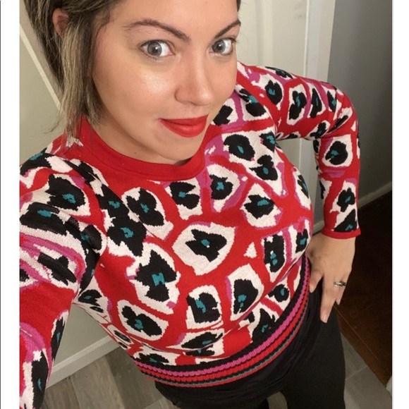 Diane von Furstenberg $398 Harrison Crewneck Pullover Sweater XS Red Wool Blend - Picture 12 of 16